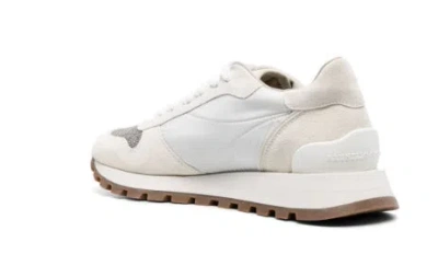 Brunello Cucinelli White Lace Velour Sneakers In White