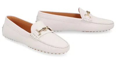 Tod's Gommino Leather Loafers In White