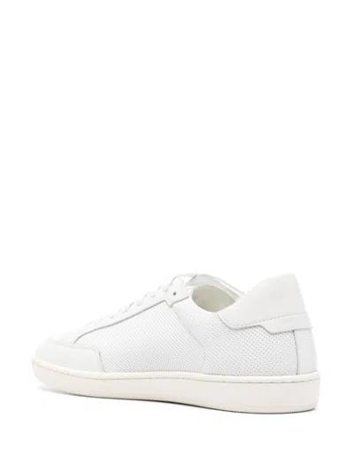Saint Laurent Black Leather Flat Shoes In White