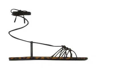 Saint Laurent Babylone Flat Brown Leopard Print Sandal In Animal Print