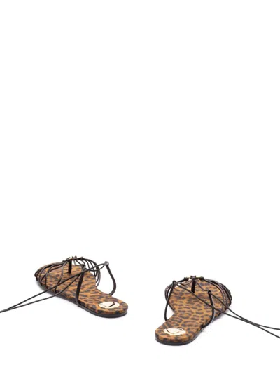 Saint Laurent Babylone Flat Brown Leopard Print Sandal In Animal Print