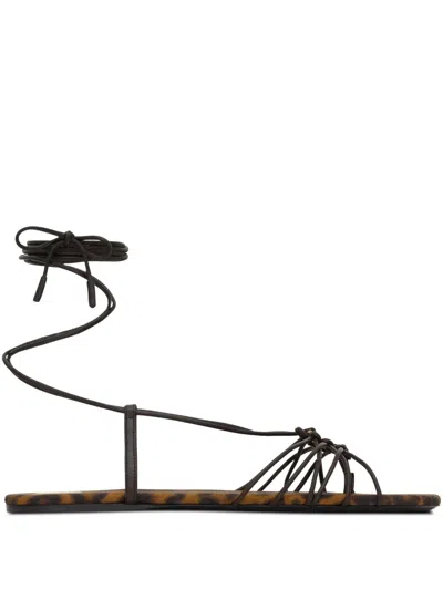 Saint Laurent Babylone Flat Brown Leopard Print Sandal In Animal Print