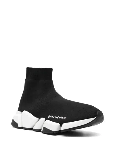 Balenciaga Black Stretch Fabric Speed 2.0 Sneakers In Black