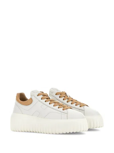Hogan H-stripes Low-top Round-toe Sneakers In White