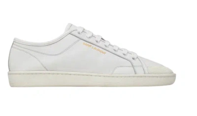 Saint Laurent Gym Low Logo-print Leather Sneakers In White