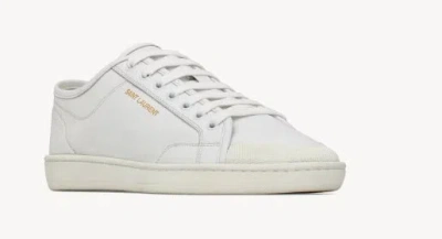 Saint Laurent Gym Low Logo-print Leather Sneakers In White