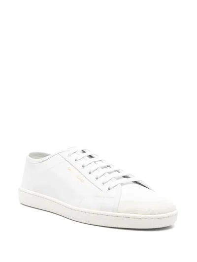 Saint Laurent Gym Low Logo-print Leather Sneakers In White