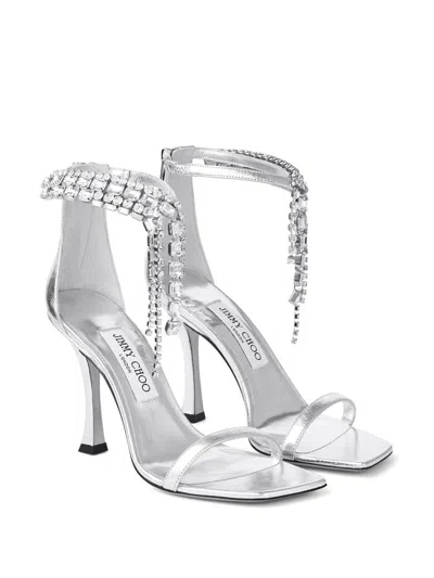 Jimmy Choo 100mm Verity Sandals In White