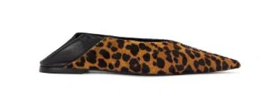 Saint Laurent Brown Ballerinas With Leopard Motif And Foldable Buttress In Fabric Woman In Brown