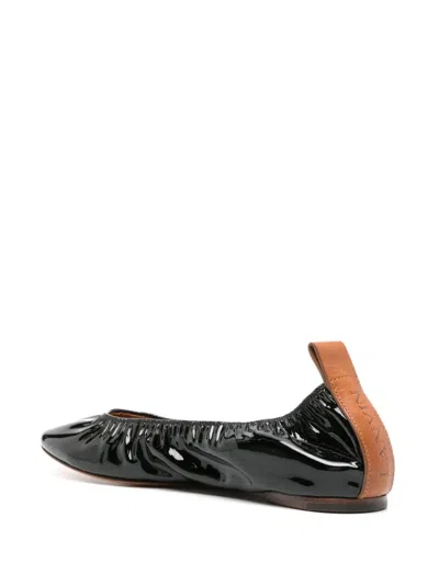 Lanvin The Ballerina Flat In Patent Leather For Women In Metallic