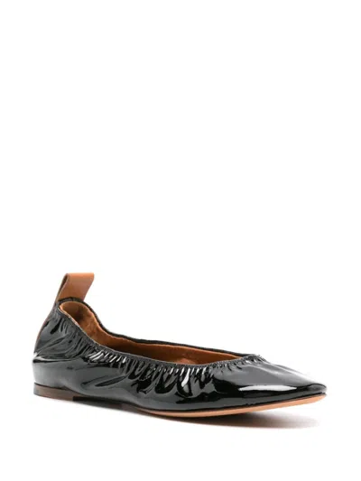 Lanvin The Ballerina Flat In Patent Leather For Women In Metallic