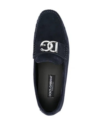 Dolce & Gabbana Midnight Blue Suede Slip-ons In Multi