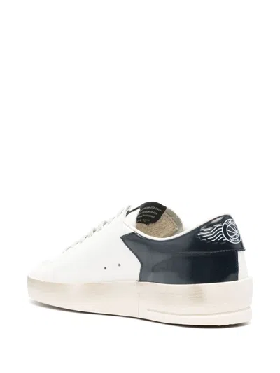 Golden Goose Mens Standard In White Leather With Grey Suede Star And Blue Leather Heel In Neutral
