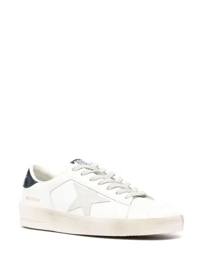 Golden Goose Mens Standard In White Leather With Grey Suede Star And Blue Leather Heel In Neutral