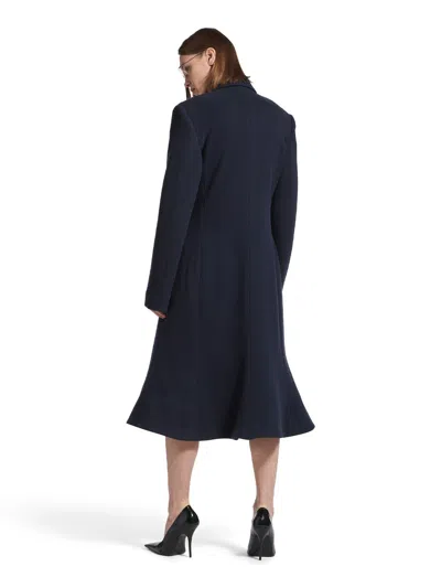 Balenciaga Godet Brushed Wool Midi Coat Clothing In Blue
