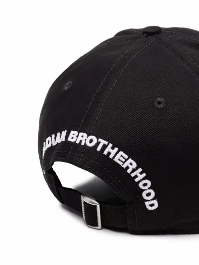 Dsquared2 Black Cotton Cap With Embroidered Logo In Black