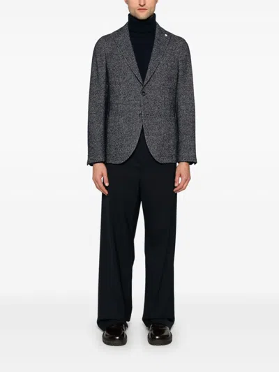 Manuel Ritz Check-pattern Blazer In Gray