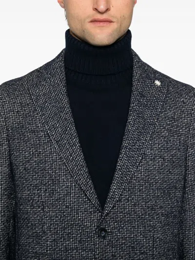 Manuel Ritz Check-pattern Blazer In Gray