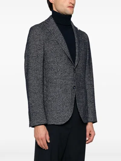 Manuel Ritz Check-pattern Blazer In Gray