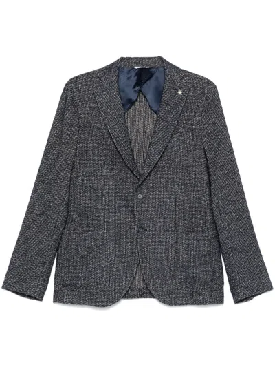 Manuel Ritz Check-pattern Blazer In Gray