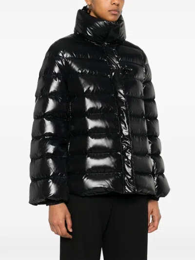 Fay Navy Blue Padded Quilted Jacket In Black