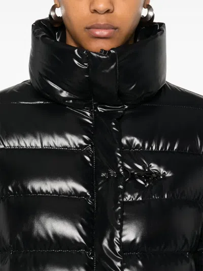 Fay Navy Blue Padded Quilted Jacket In Black