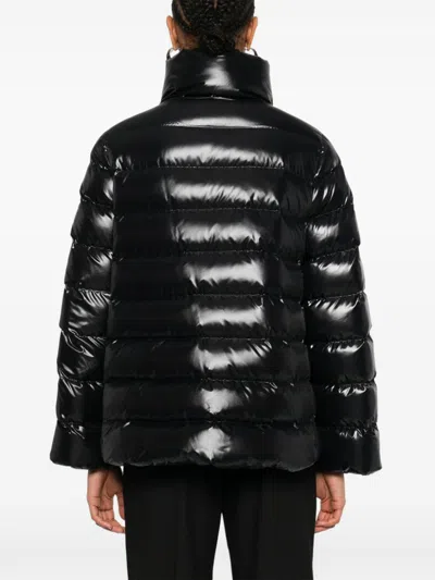 Fay Navy Blue Padded Quilted Jacket In Black