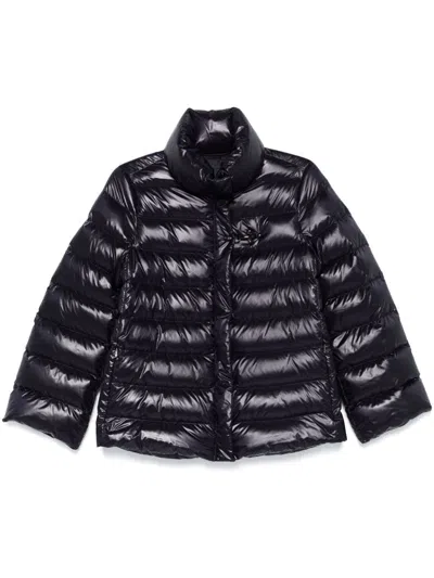Fay Navy Blue Padded Quilted Jacket In Black