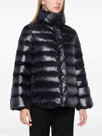 Fay Navy Blue Padded Quilted Jacket In Black