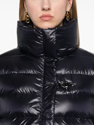 Fay Navy Blue Padded Quilted Jacket In Black