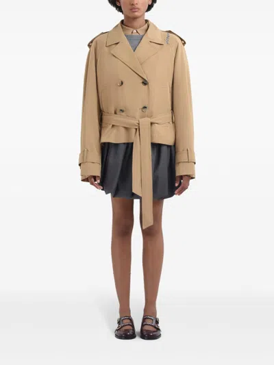 Marni Waist Belted Lapel Jacket In Nude