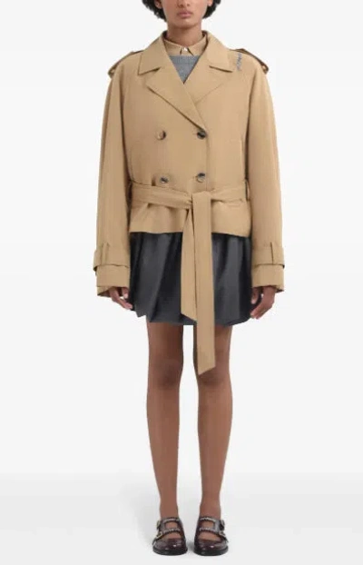 Marni Waist Belted Lapel Jacket In Nude