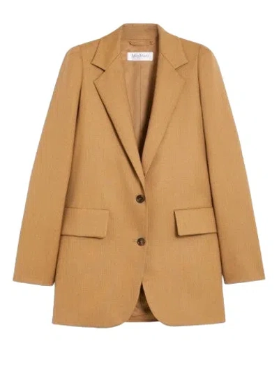 Max Mara Buttoned Shoulder Pad Blazer In Brown