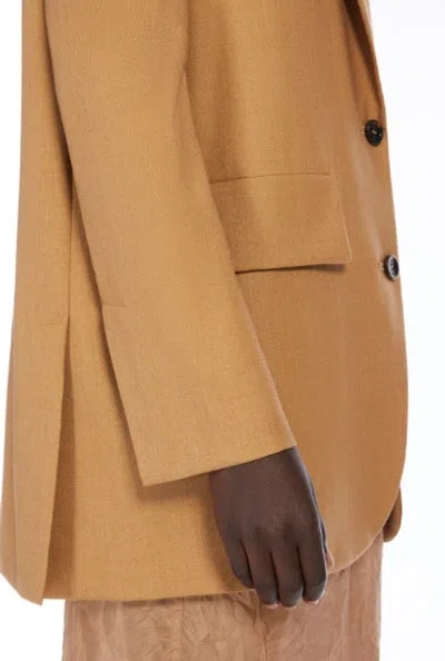 Max Mara Buttoned Shoulder Pad Blazer In Brown