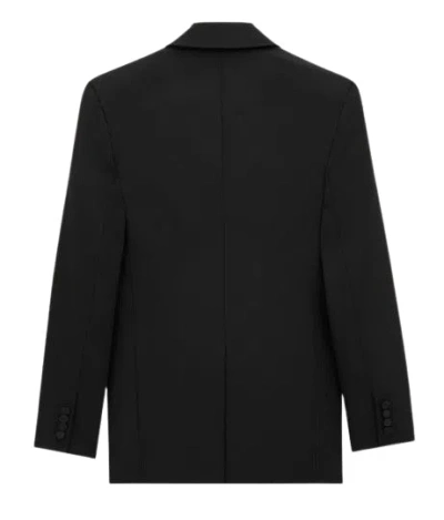 Saint Laurent Black Wool Clothing Jackets In Black