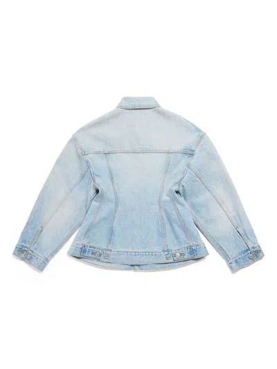 Balenciaga Hourglass Denim Jacket In Blue
