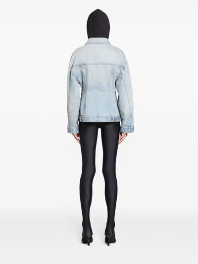 Balenciaga Hourglass Denim Jacket In Blue
