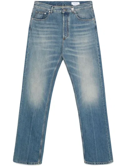 Alexander Mcqueen Mcqueen Skull Straight Leg Jeans In Blue Washed