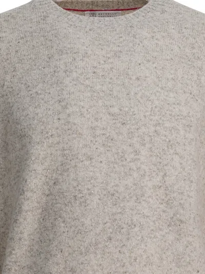 Brunello Cucinelli Men Alpaca Crewneck Sweater In Neutral