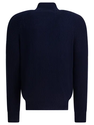 Brunello Cucinelli Blue Cotton Knitwear In Black