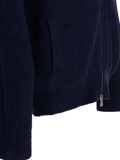 Brunello Cucinelli Blue Cotton Knitwear In Black
