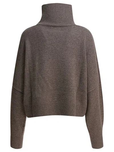 Loulou De Saison Taupe Melange Wool Cashmere Knitwear In Brown