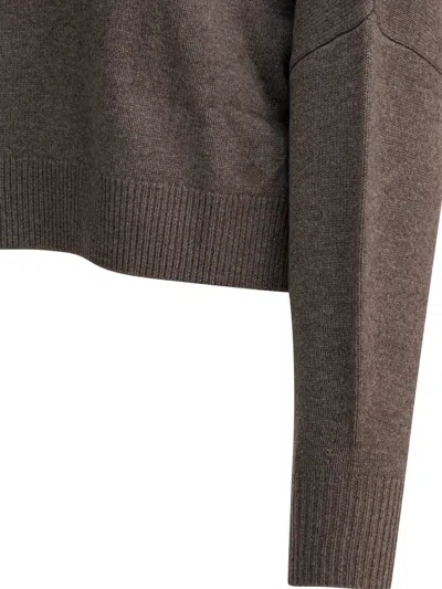 Loulou De Saison Taupe Melange Wool Cashmere Knitwear In Brown