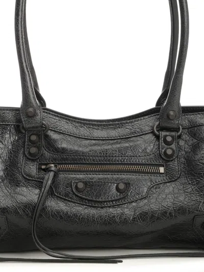 Balenciaga Shoulder Bag Le City East-west In Lambskin. In Black