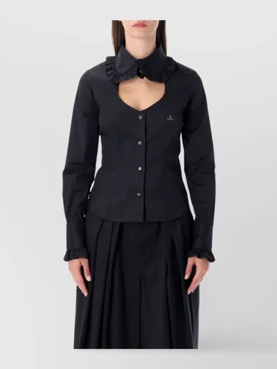 Vivienne Westwood Tailored Long Sleeve Shirt With Ruffled Collar In Black