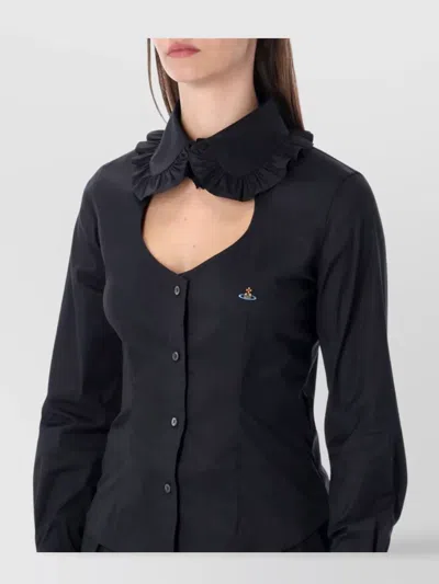 Vivienne Westwood Tailored Long Sleeve Shirt With Ruffled Collar In Black