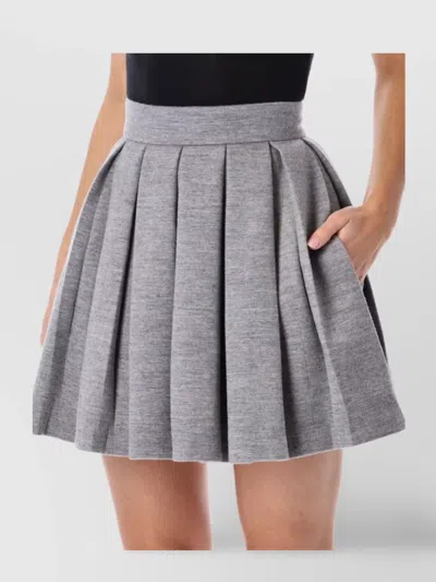 Balmain High Waist Pleated Wool Mini Skirt In Neutral