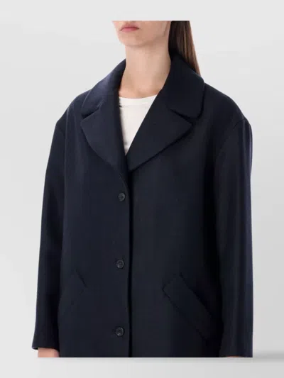 Apc Long Notched Lapel Single Breasted Coat In Blue