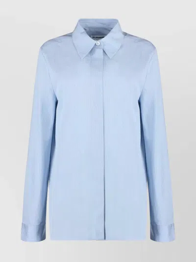 Jil Sander Striped Shirt With Long Sleeves And Pointed Collar In Blue