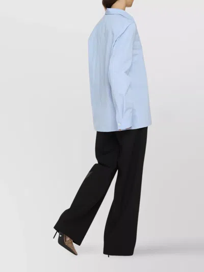 Jil Sander Striped Shirt With Long Sleeves And Pointed Collar In Blue